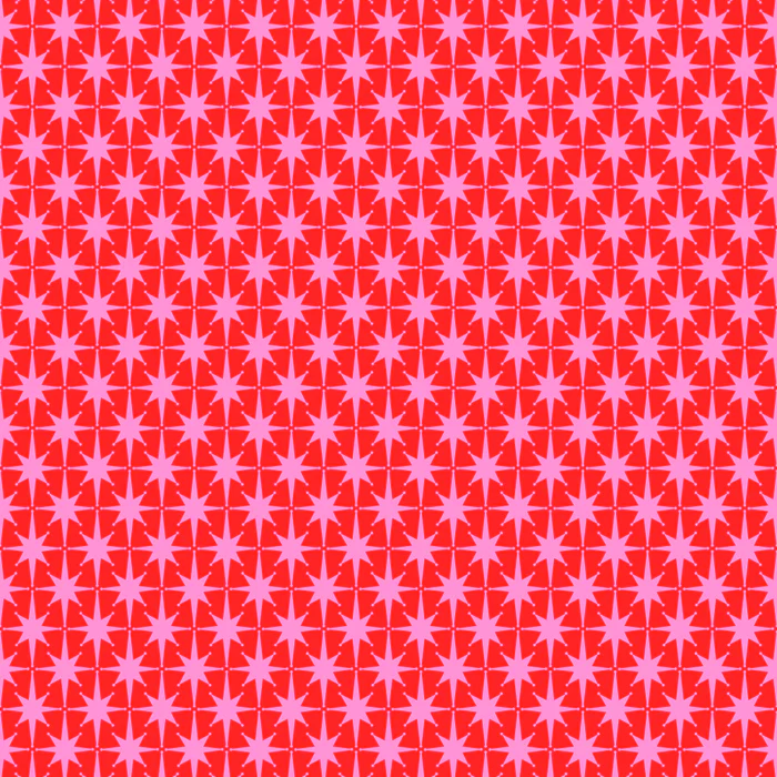 Midcentury Modern Atomic Starburst Stars Preppy Pink and Red Pattern