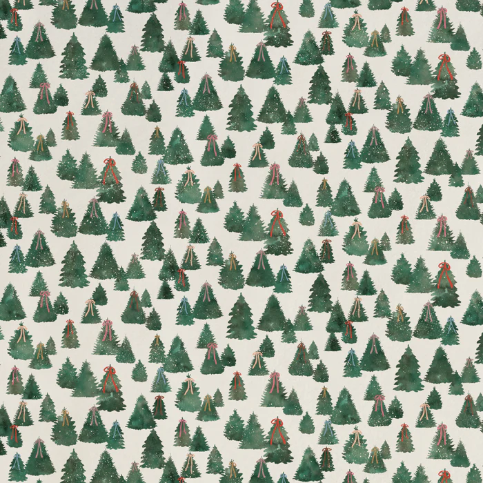 Watercolor Winter Forest With Bows