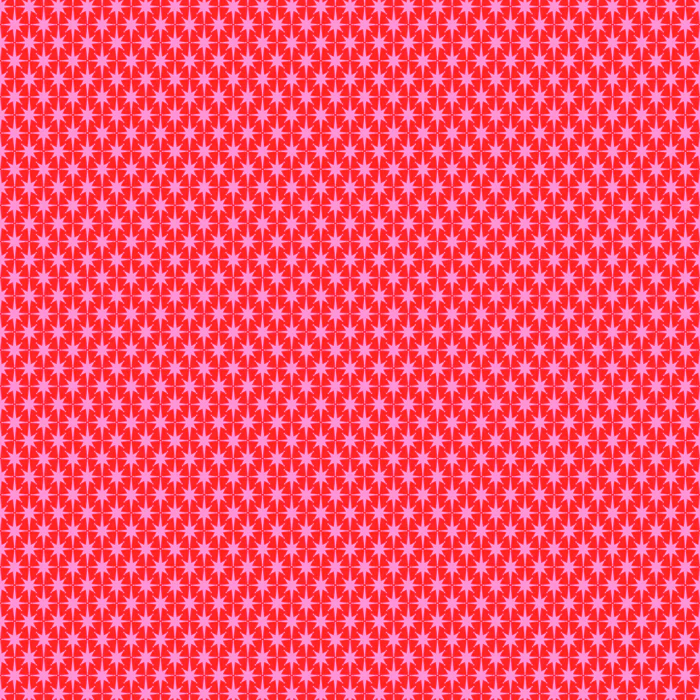 Mid Century Modern Atomic Starburst Stars Petite Pattern in Preppy Pink and Red