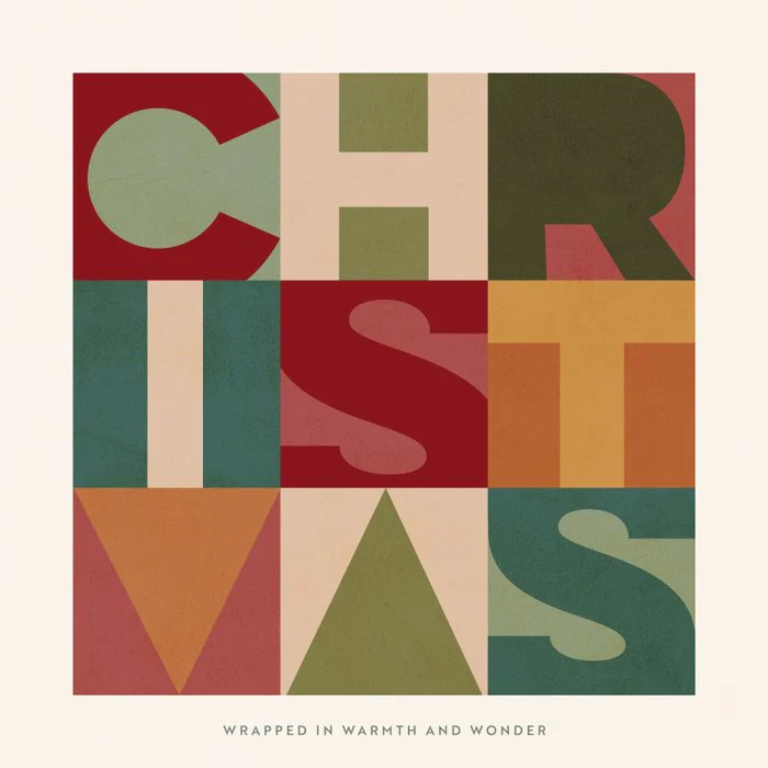 Warm geometric mid century Christmas typography