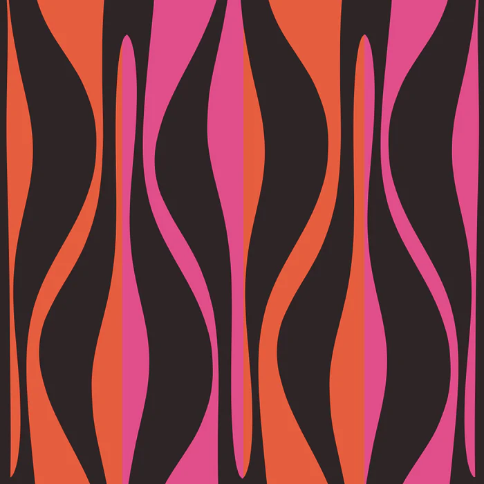 Retro Lounge Mid Century Modern Striped Ogee Pattern in Hot Pink Black Orange