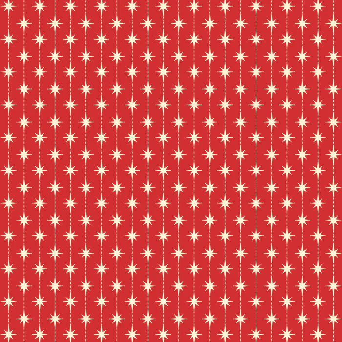 Mid Century Modern Atomic Stars and Dots Pattern in Retro Christmas Red and Cream