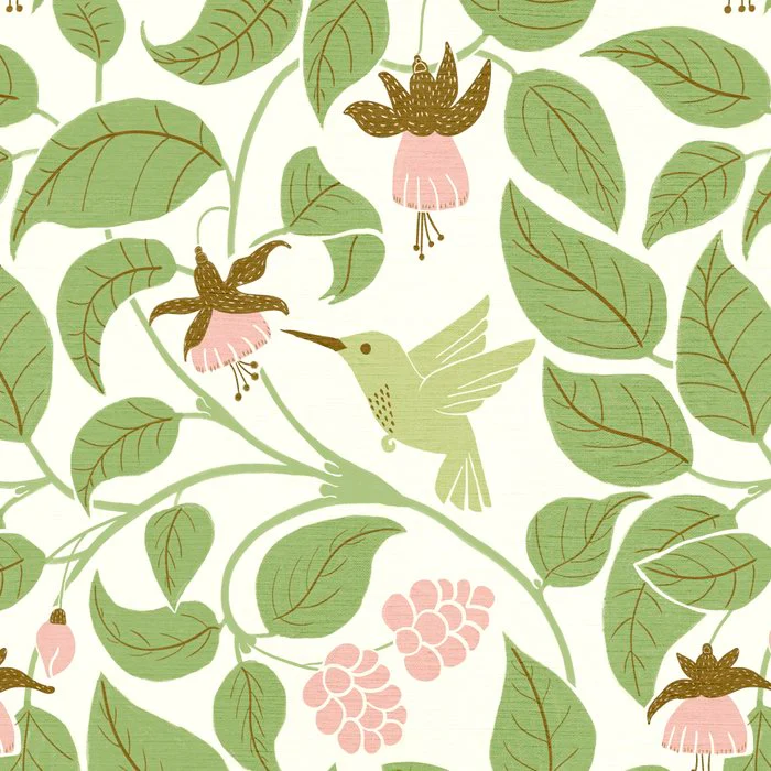 Calming Hummingbird Botanical Pattern