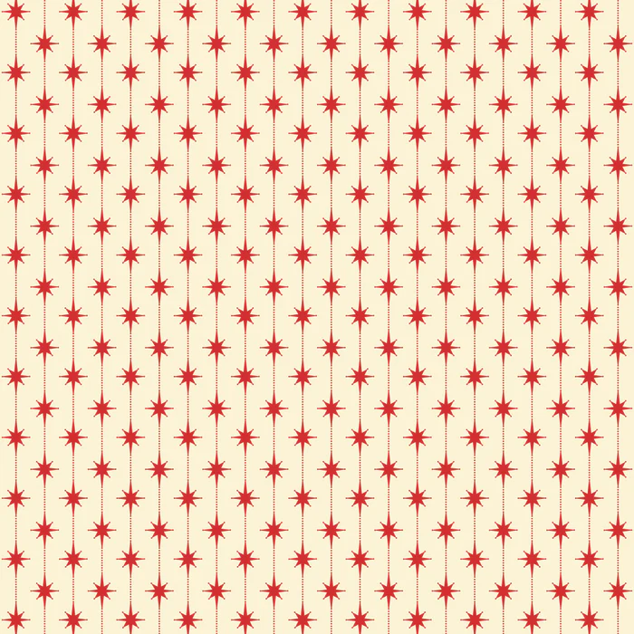 Mid Century Modern Atomic Stars and Dots Pattern in Retro Christmas Red on Cream