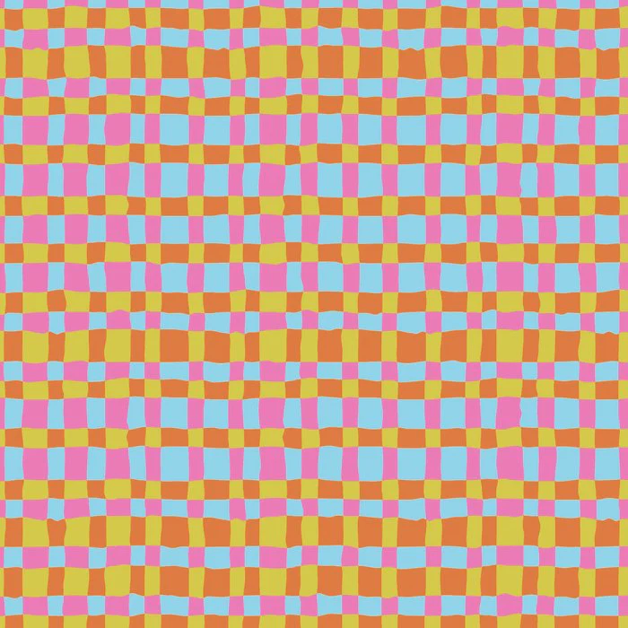 Multicolor organic gingham turquois yellow
