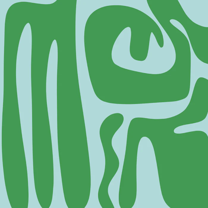 Mid Century Modern Abstract Kwaito Pattern Contemporary Light Blue and Kelly Green