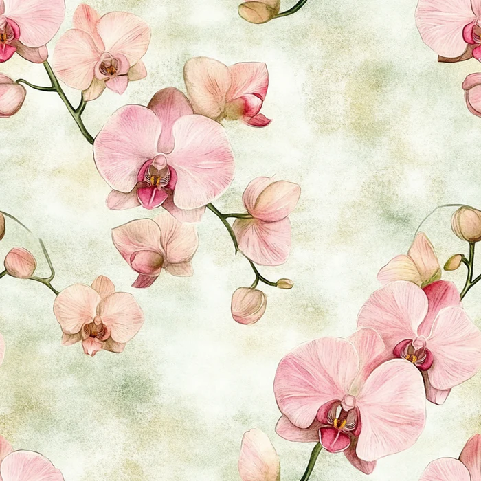 Pink Blooming Orchids Watercolor Large