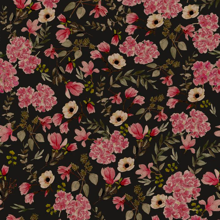 Romantic Floral Pattern - Dark Pink Charcoal
