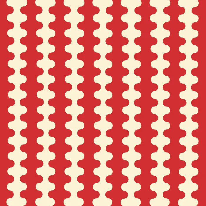 Groovy Wavy Stripe Ogee-A-Go-Go Retro Contemporary Pop Pattern in Christmas Red and Cream