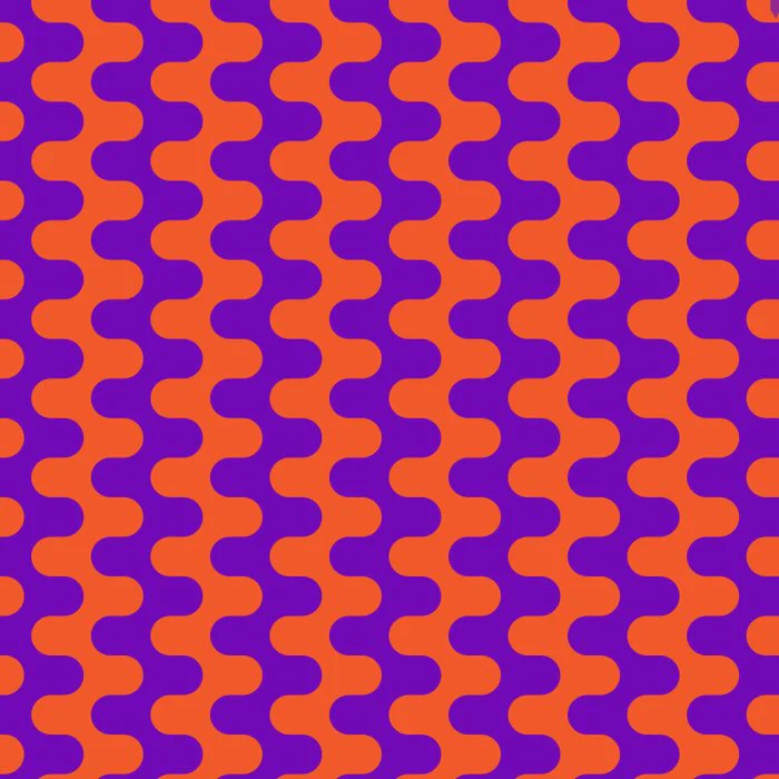 Retro Groovy Wavy Stripes in Orange and Violet