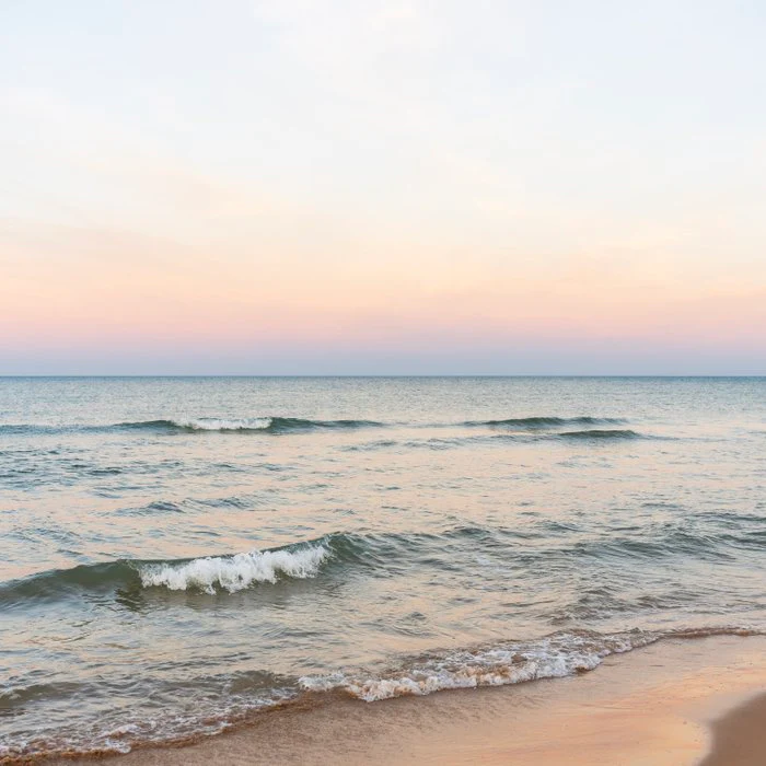 Pastel Shoreline Minimal Ocean Sunset
