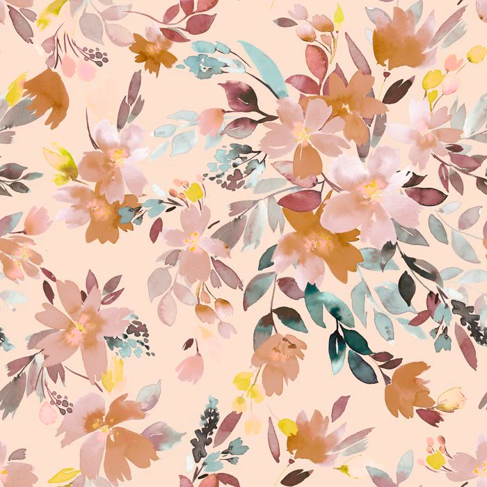 Warm Autumn Winter Watercolor Flowers Oleander Terracotta Beige