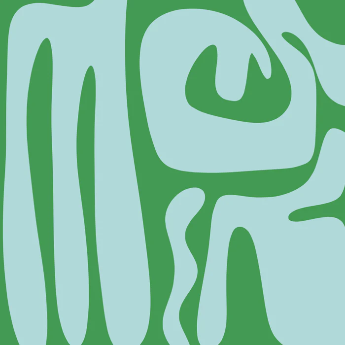 Mid Century Modern Abstract Kwaito Pattern in Contemporary Light Blue and Kelly Green