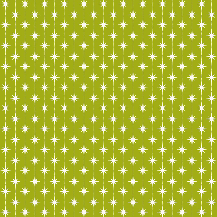 Mid Century Modern Atomic Stars and Dots Pattern in Lime Avocado Green