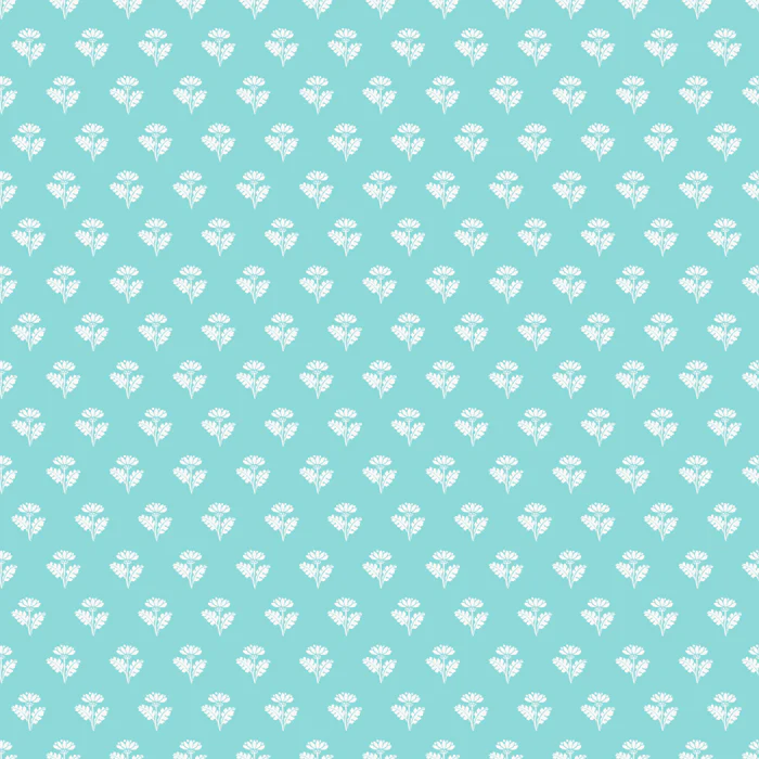 Vintage Cottage Paper Flowers Petite Floral Pattern in Light Turquoise