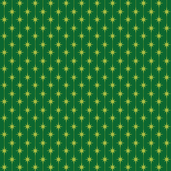 Mid Century Modern Atomic Stars and Dots Green Pattern