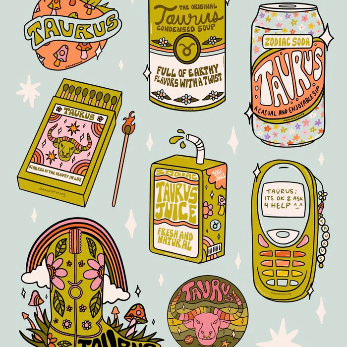 Taurus Tattoo Flash Sheet