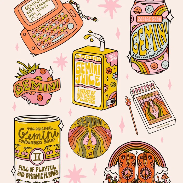 Gemini Tattoo Flash Sheet