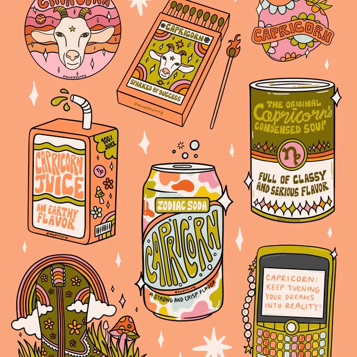 Capricorn Tattoo Flash Sheet