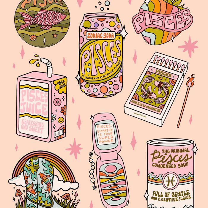 Pisces Tattoo Flash Sheet