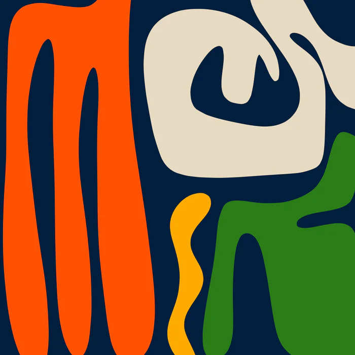 Mid Century Modern Abstract Kwaito Pattern Blue Orange Green