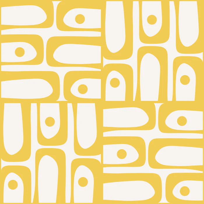 Mid Century Modern Piquet Multi Geometric Pattern in Lemon Yellow and White