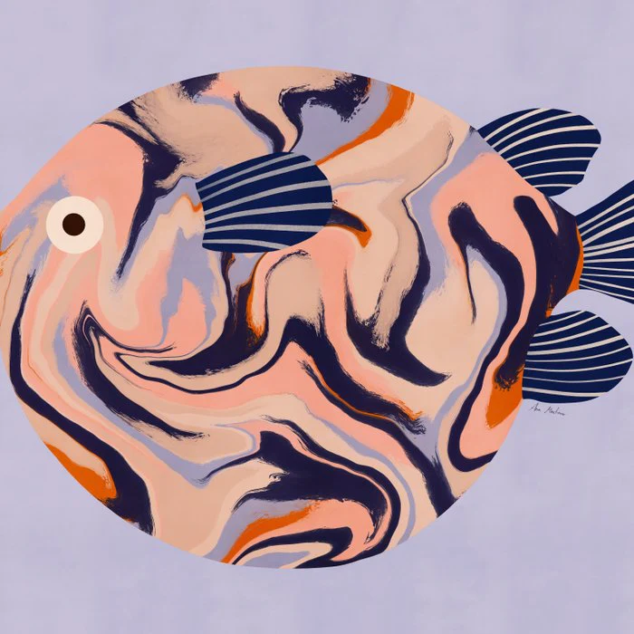 Colorful Abstract Fish and Modern Sea Illustration