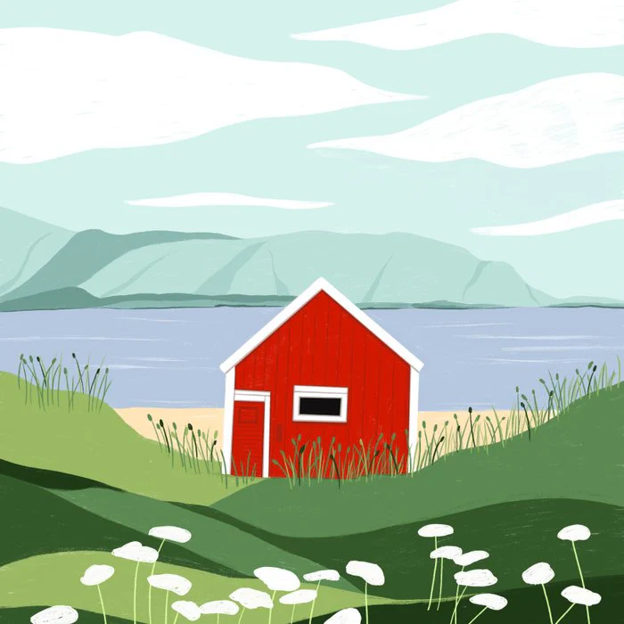 Little red house in Iceland