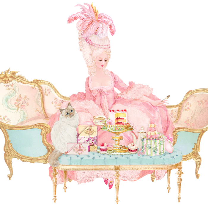 Marie Antoinette, tea and cake with Louis the cat