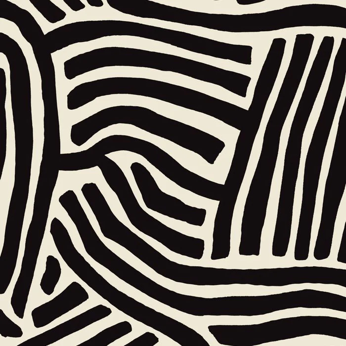 Abstract Boho Black and Beige Stripes Play