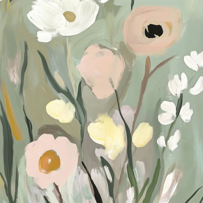 Romantic Cozy Cottagecore Bouquet of Flowers in Sage Green