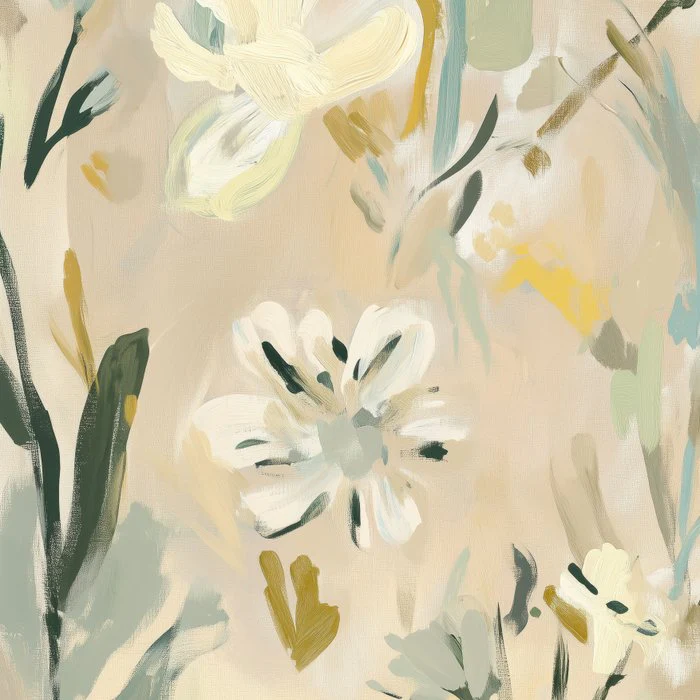 Romantic Cozy Botanical  Flowers in Pastel Yellow Tones