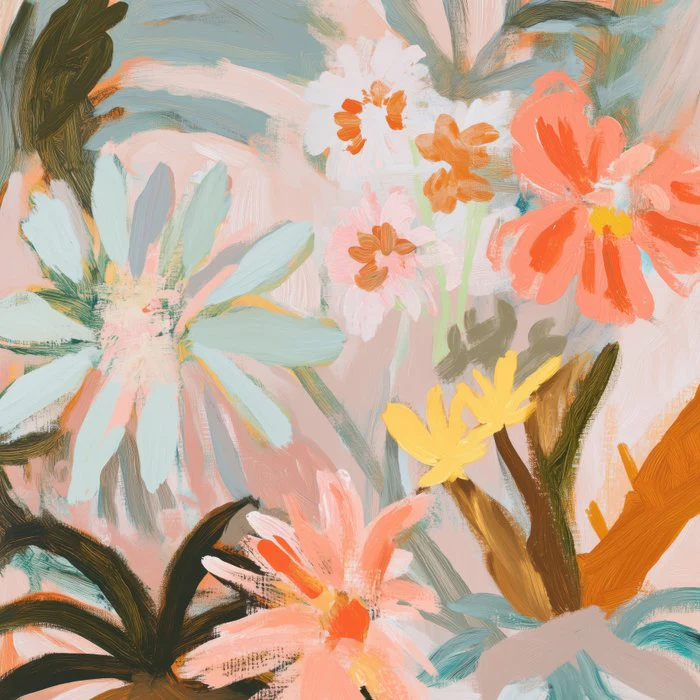 Romantic Pastel Colorful Botanical Floral Composition