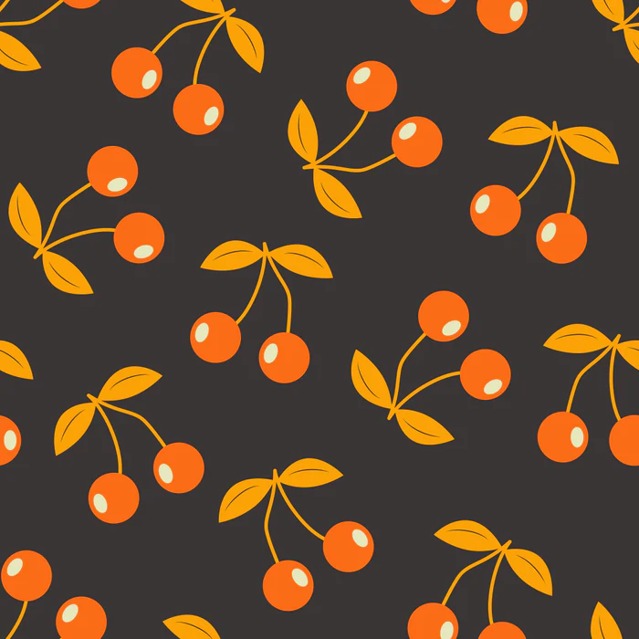 Retro Rockabilly Red Cherries on black