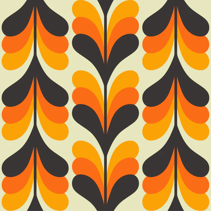 Retro 70s gradient mod leaves orange pattern