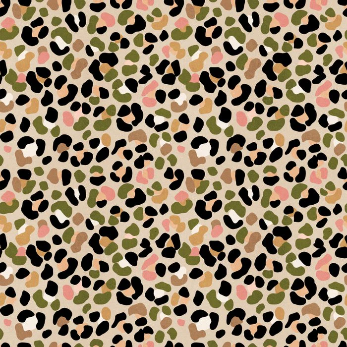 Abstract leopard spots pattern in earthy Autumnal palette on beige