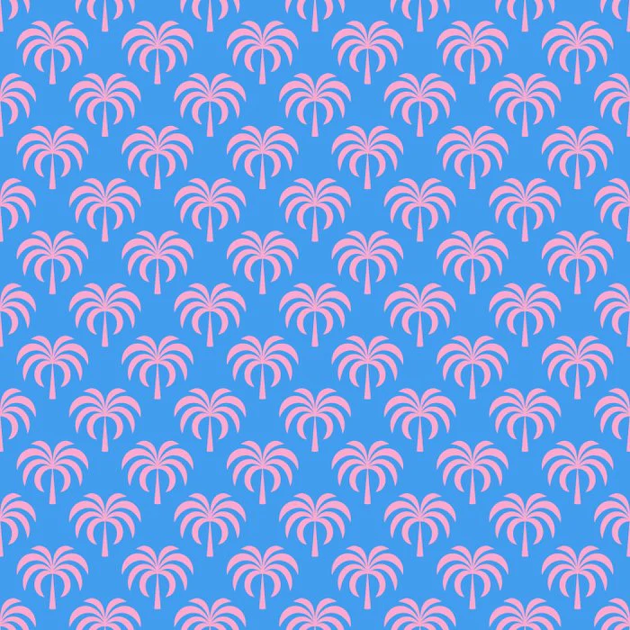 Retro Palm Tree Bold Colors Grid Bubblegum Pink and Sky Blue