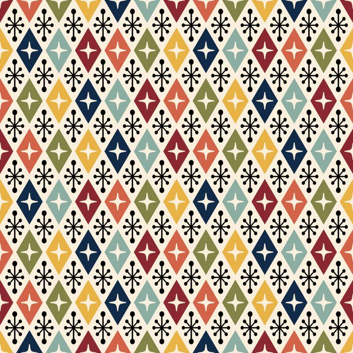 Mid Century Modern Retro Diamond Starburst Pattern