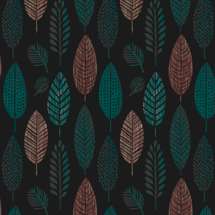 Rustic Autumn Vibe Textured Leaf Pattern Emerald Green