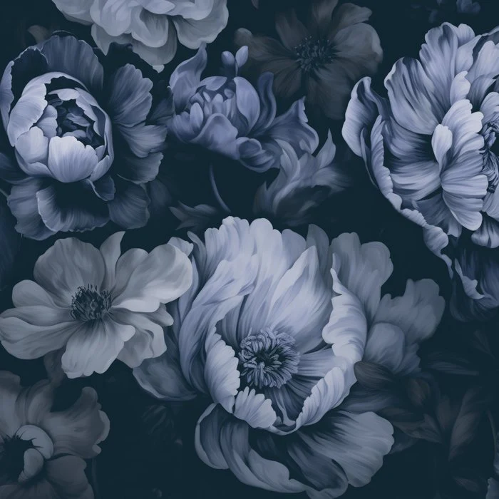 Regency Vibe Floral Opulence Moody Blue