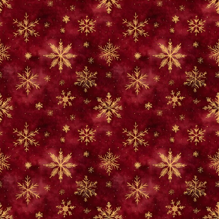 Golden Snowfall on Velvet Red