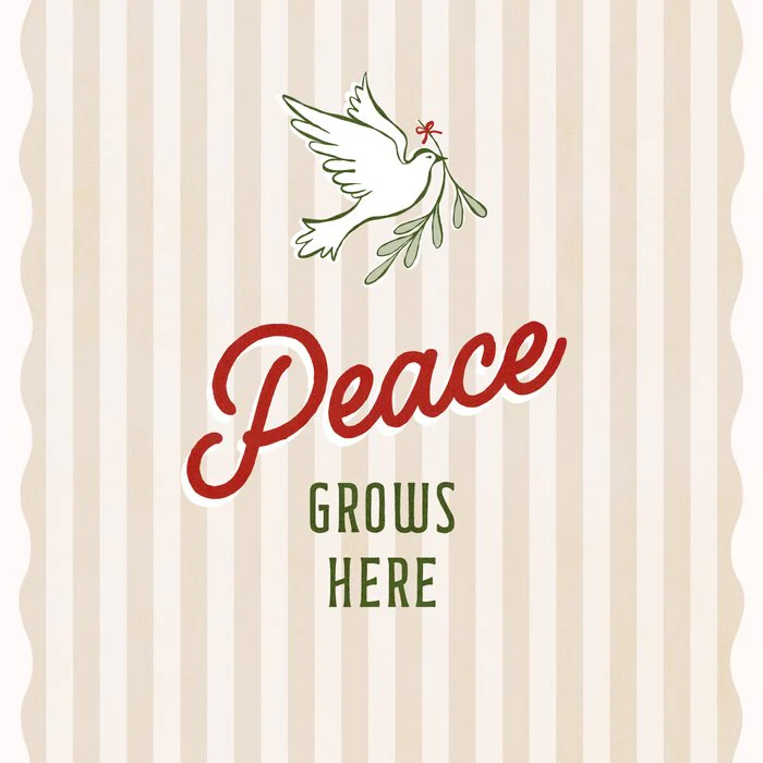 Peace Grows Here Dove Christmas Print Minimal Preppy Holiday Art