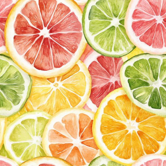 Tutti Frutti Watercolor Citrus Fruit Slices All Over Lemon Orange Lime Grapefruit