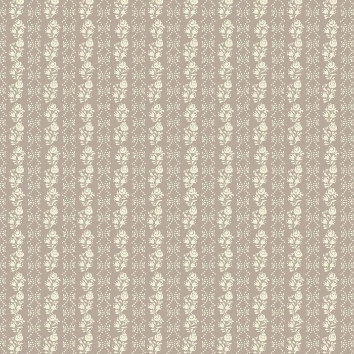Taupe Floral Stripe Pattern