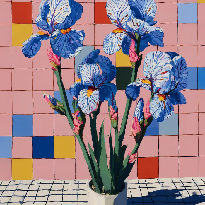 Colorful Iris Still Life Art