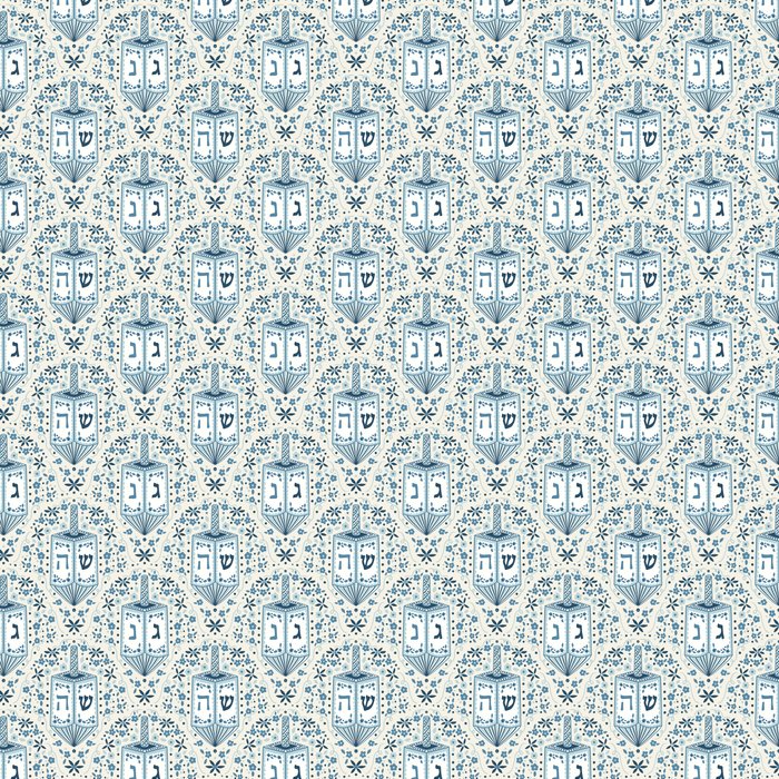 Hanukkah Dreidels with Blue Flowers