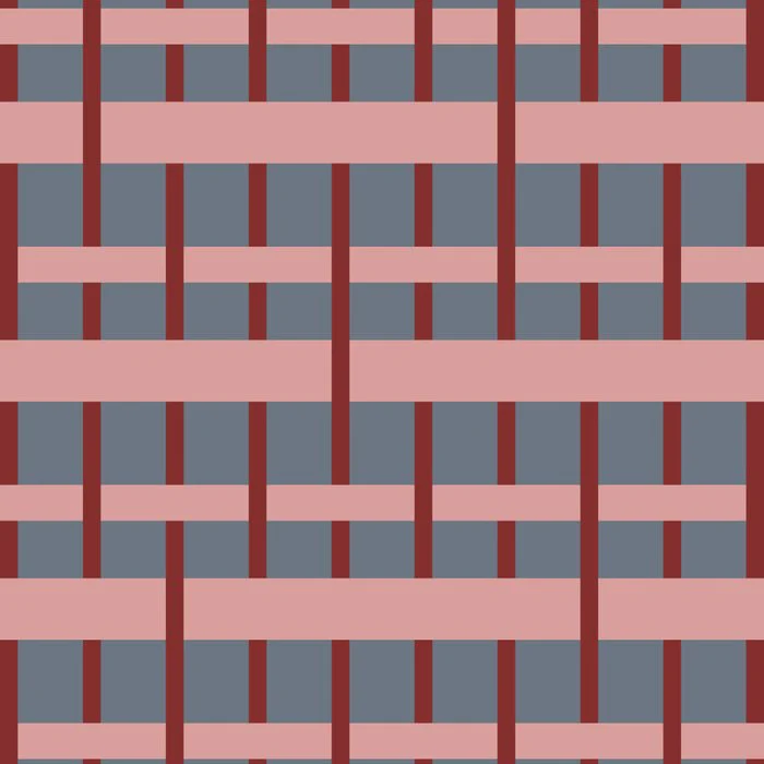 Retro Woven Basket Geometric Print in Light Blue and Pink