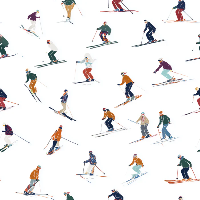 Colorful Skiers Winter Pattern