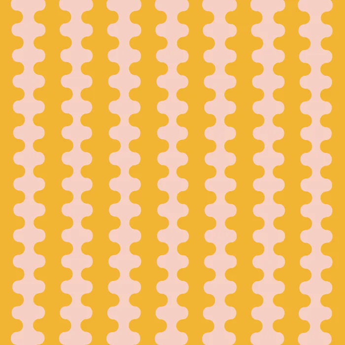 Wavy Stripe Ogee-A-Go-Go Retro Contemporary Pop Pattern in Blush Pink and Mustard Yellow