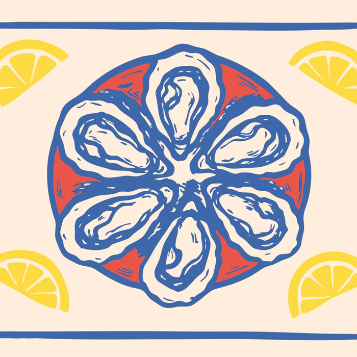 Oysters on the Half Shell with Lemon Slices